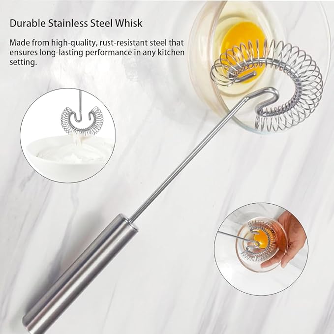 2Pcs Stainless Steel Spring Coil Whisk Set, Handheld Spiral Wire Whipper Blender Beater, Kitchen Cooking Tools for Eggs, Cream, Sauces, Gravy, 10 inch