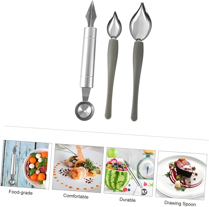 Garneck 9pcs Decorating Spoons for Cake Baking Coffee Art and Sauce Plating Includes and Culinary Painting Tools for Creative Desserts and Fruit Decoration