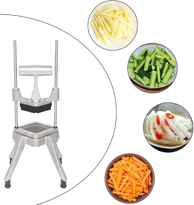 ROVSUN Commercial Vegetable Chopper French Fry Cutter with 4 Sizes Blades, Potato Dicer Slicer Fruit Chopper Stainless Steel for Restaurant, Home & Kitchen, 1/2", 3/8", 1/4" & 8-Wedge Blades