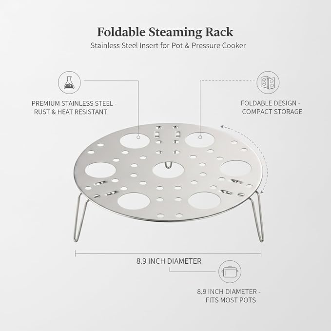 8.9 Inch Foldable Cooling Rack, Stainless Steel Baking Insert for Sheet Pans and Cake Pans, Collapsible Wire Rack