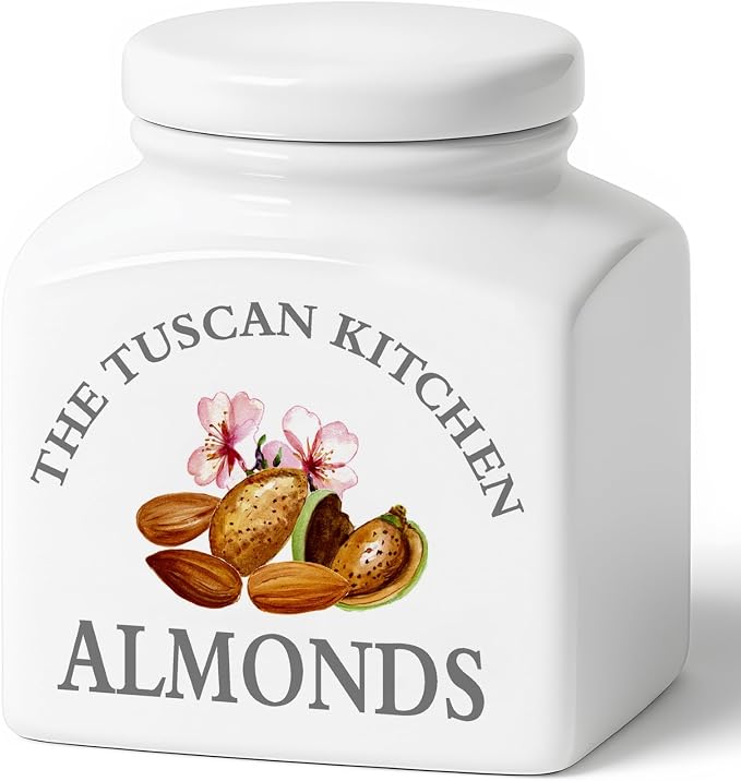 HOMBENE Food Storage Jar, Kitchen Canisters Ceramic Containers with Airtight Lids, 17 fl. oz Containers Jar for Almonds