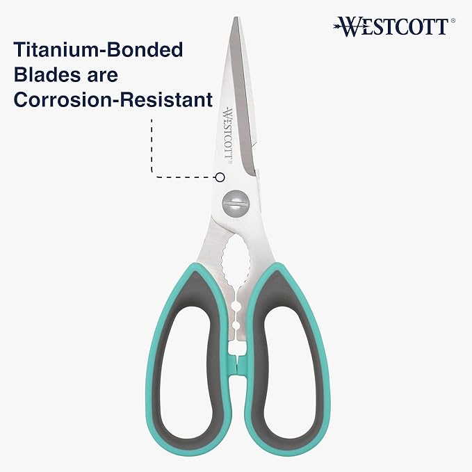 Westcott Titanium-Bonded Kitchen Shears - 8.5-Inch Durable and Versatile Utility Scissors with Soft Handle for Precise Cutting, Ideal for Cooking