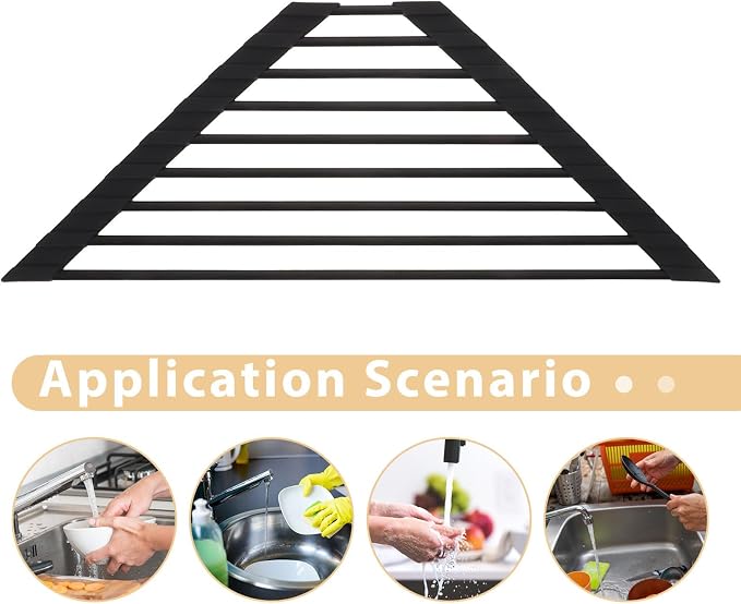 Ciieeo Stainless Steel Sink Corner Drying Rack with Strong Support and Fast Draining Triangular Kitchen Sponge Holder for Utensils and Kitchen Tools