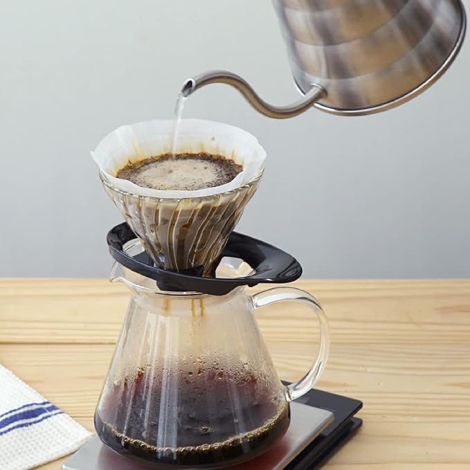 HARIO VDGR-02-W V60 Heat-resistant Glass Transmission Dripper 02 for 1 to 4 Cups, White, Made in Japan