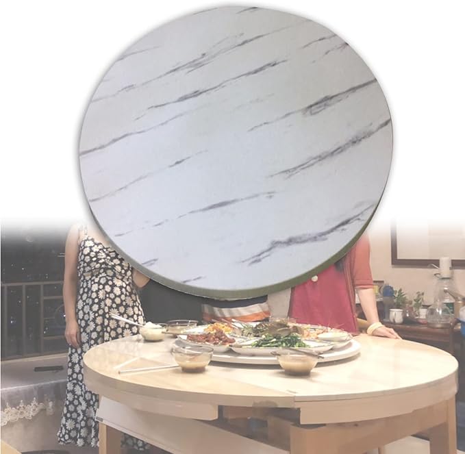 Round Rotating Serving Plate For Dining Table - Wooden Turntable Lazy Susan Smooth Surface, 360° Rotating Serving Tray Turntable For Family Dinner, Easily Share Food (Color : White-B, Size : Ø80cm(3
