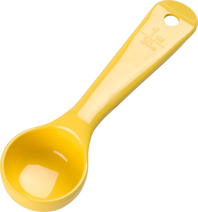 Carlisle FoodService Products Measure Miser Solid Measuring Spoon with Short Handle, 1 Ounce, Yellow (Pack of 5)