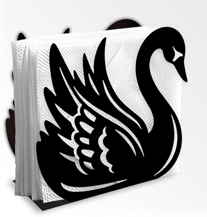 Swan Decorative Black Metal Napkin Holder for Table, 5.3" x 4.9" x 1.9" Swan Animal Standing Napkin Holder for Home Kitchen Restaurant Picnic Party Coffee Bar Dining Room