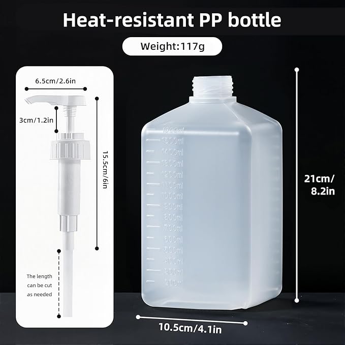 Large Capacity Syrup Dispenser for Coffee Bar, Pump Dispenser 54oz 1600ml PET Syrup Bottle w Measuring Cup and Funnel, Dispenser Bottle w Upgraded Pump