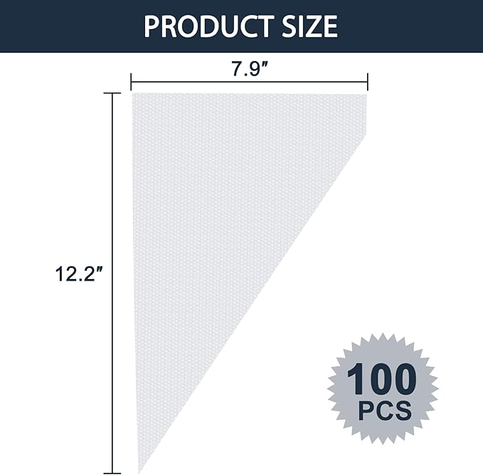 100 Pcs Disposable Piping Bags 12inch Anti Burst Pastry Bags Pastry Bag Pastry Crimpers Icing Piping Bags for Frosting Ideal for Cake Macarons Dessert Decorations Cookies Baking Cupcakes (Clear)