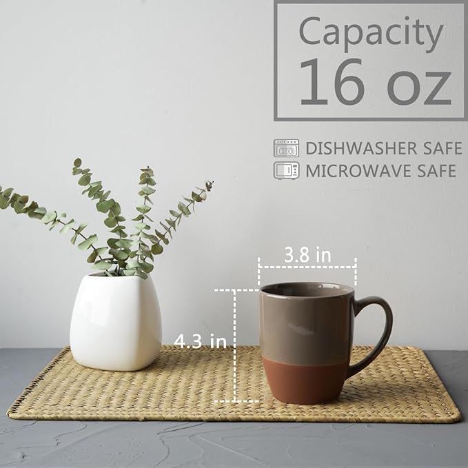 Bosmarlin Ceramic Coffee Mug Set of 4, 16 Oz, Coffee Cups with Big Handle, Dishwasher and Microwave Safe (Multicolor)