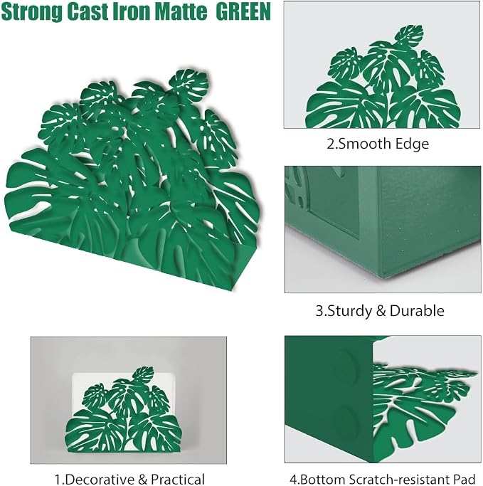SUPERDANT Turtle Leaf Napkin Holder for Tables Green Plant Serviette Holders Metal Tissue Leaves Cocktail Paper Dispenser Practical Decoration for Kitchen Countertop Restaurant Dining Room Cafe