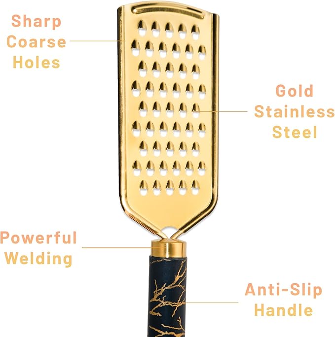 Professional Cheese Grater, Gold Stainless Steel Cheese Grater Handheld, Grater Hand Crank, Practical Kitchen Gadgets, Graters for Cheese, Chocolate, Spices (Medium Coarse)