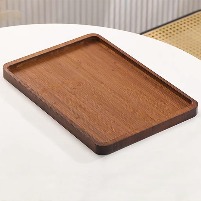 XZHXFX Bamboo Serving Tray,Food Tray for Breakfast,Coffee Table,Dinner & Bar, Decorative Tray for Kitchen, Bedroom (Large)