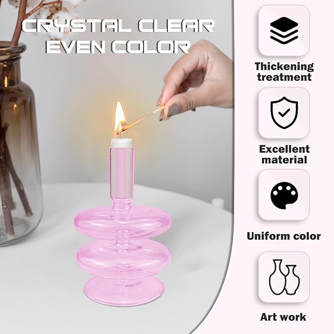 Clear Glass Candle Holders Glass Taper Candle Holder Decorative Glass Candlestick Holders for Dining Table Centerpieces Wedding Church （）