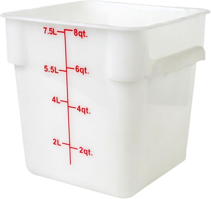 TrueCraftware- 8 Qt. Polypropylene Square Food Storage Container White- Commercial Food Storage Containers Meal Prep Containers Reusable Food Containers for Pantry Kitchen Storage Organization