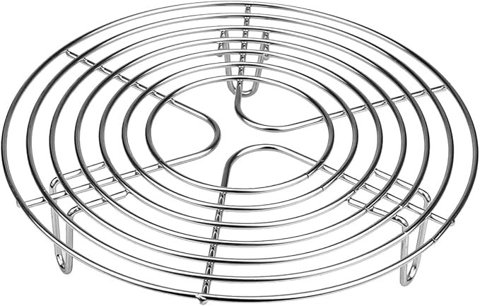DOERDO Round Cooking Rack Multi-Purpose Stainless Steel Grilling Rack Steamer Rack Cooling Rack for Baking Canning Cooking, 20x20x4CM