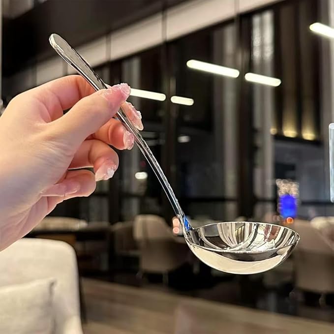 7.08 Inch Small Ladle, Premium 18/10 Stainless Steel, Hammered Gravy Ladle for Serving Soup, Sauces, Gravies, Silver