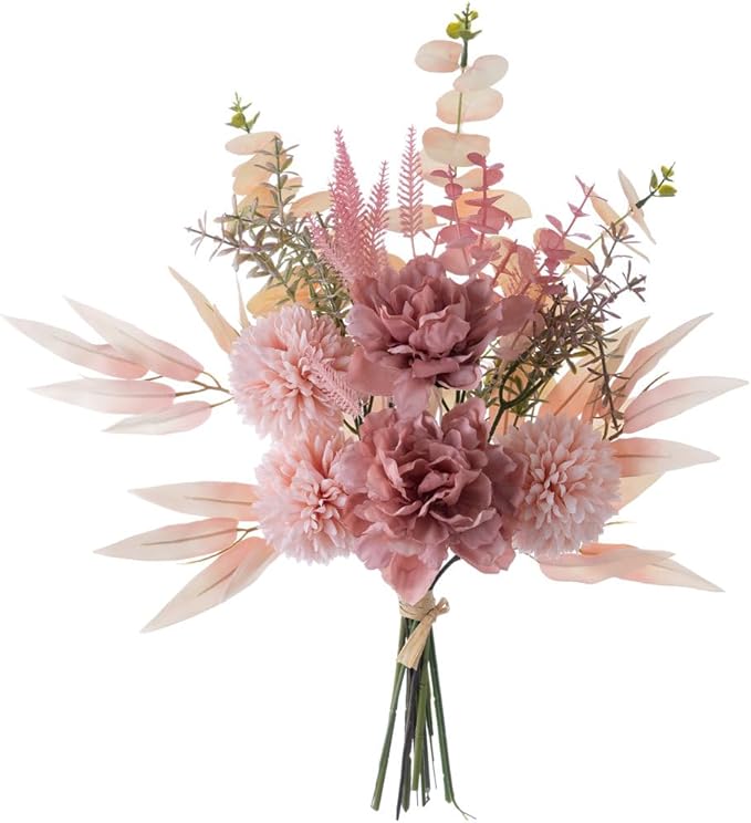 KIRIFLY Artificial Fake Flowers Plants Silk Flower Arrangements Wedding Bouquets Decorations Plastic Floral Table Centerpieces for Home Kitchen Garden Party Décor (Blush)