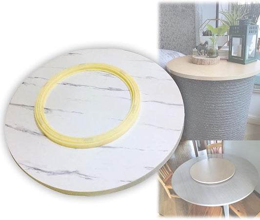 360° Turntable Round Wooden Serving Tray Plate, Smooth Running, Not Easy To Tilt, Large Turntable Lazy Susan For Kitchen, Hotel And Restaurant Tabletop Rotating Serving Plate (Color : White-B, Size