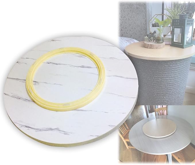 360° Turntable Round Wooden Serving Tray Plate, Smooth Running, Not Easy To Tilt, Large Turntable Lazy Susan For Kitchen, Hotel And Restaurant Tabletop Rotating Serving Plate (Color : White-B, Size