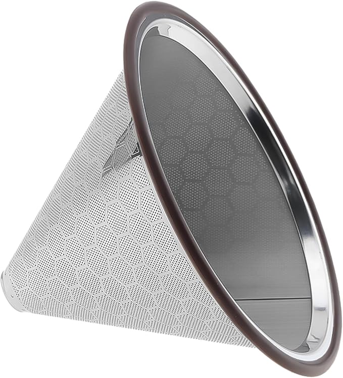 Reusable Coffee Filter, Cone Pour Over Coffee Filter Compatible with Hario V60, Chemex, Ovalware, Stainless Steel Coffee Permanent Filter, Coffee Dripper for Cuisinart Coffee Maker Filter and Brewer