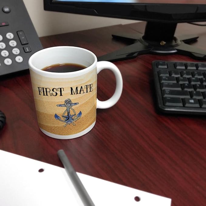 ThisWear Captain First Mate Mugs For Men First Mate Classic Nautical Anchor 11oz Ceramic Coffee Mug with Handle