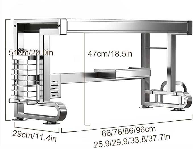 304 Stainless Steel Over The Sink Dish Drying Rack, 1/2 Tier Multifunctional Countertop Dish Storage Rack Sink for Countertop Storage(Single Layer,66cm/25.9in)