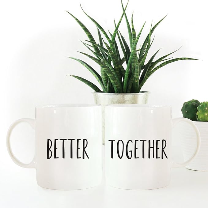 Andaz Press Funny Couples 11 oz Ceramic Coffee Mugs, Better, Together, His and Hers Mugs Set of 2, Valentines Day Coffee Mug for Him and Her, Mr and Mrs Mugs, Couple Mugs for Husband and Wife