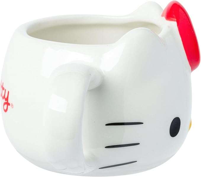 Silver Buffalo Sanrio Hello Kitty Different Color Bows 4 Pack 3D Sculpted Ceramic Mini Mug Set, Perfect as a Sugar, Cream, or Milk Set