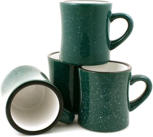 Ceramic Diner Campfire Mugs, 10oz, Set of 4 (Forest Green)