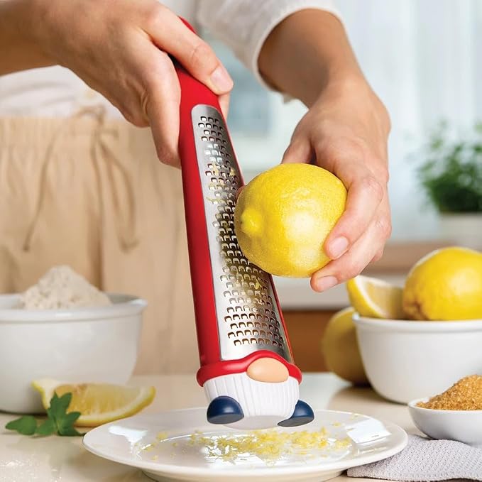 OTOTO Grater - Stainless Steel, BPA Free, Dishwasher Safe, Fun Kitchen Gadget, Vegetable Shredder, Cute Kitchen Gifts & Accessories (Pepito Gnome Grater, Red)