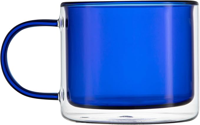 Restaurantware Coffee Cups 2 Pack of 11 oz Double Wall Glass Insulated Coffee Cup Borosilicate Mug Thermal Shock Resistant Handle Modern Design