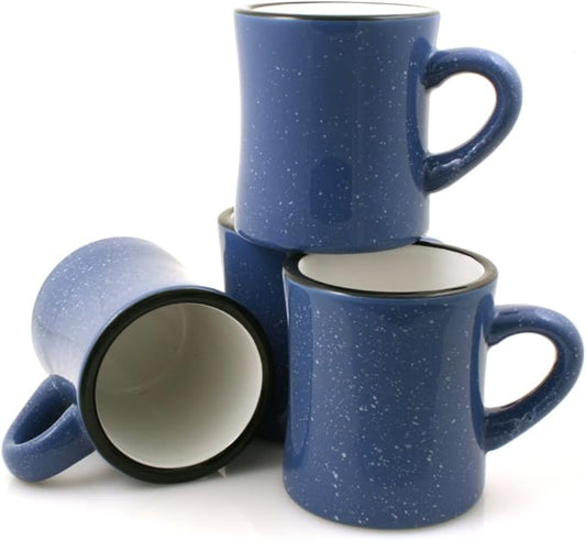 Ceramic Diner Campfire Mugs, 10oz, Set of 4 (Sky Blue)