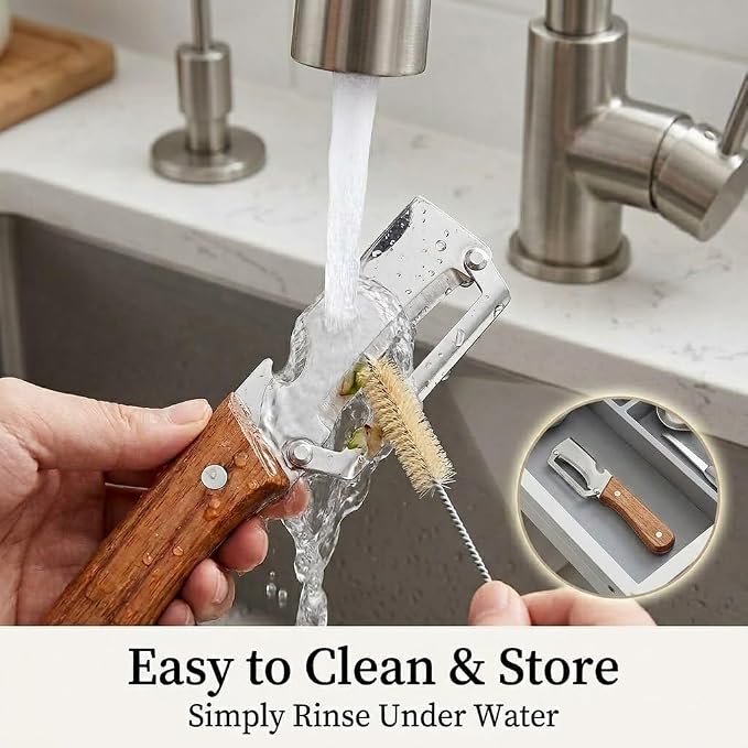 2Pcs Premium Vegetable Peeler with Wooden Handle and Bottle Opener,Multi-Functional Vegetable Peeler for Kitchen, 2-In-1 Stainless Steel Kitchen Tool, for Fruit Veggie, Includes Bottle Opener (2 in 1)