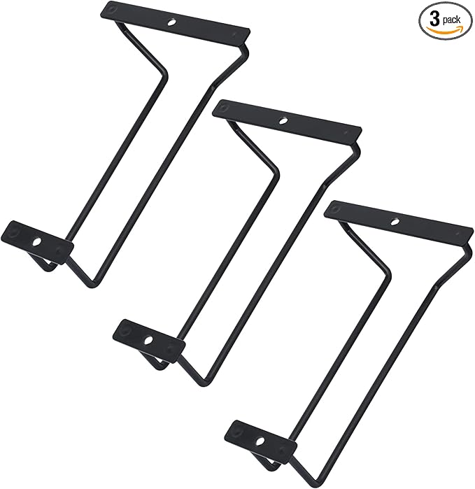 7-Inch Black Wine Glass Rack - Under Cabinet Stemware Wine Glass Holder for Bar Kitchen (1 Rows, 3 Pack)