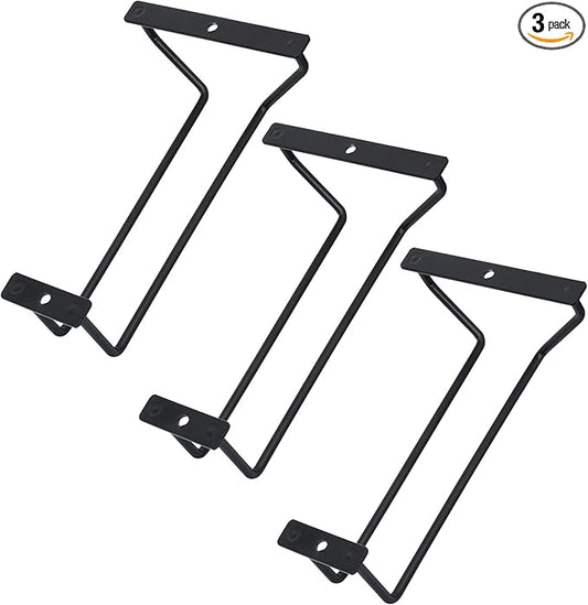 7-Inch Black Wine Glass Rack - Under Cabinet Stemware Wine Glass Holder for Bar Kitchen (1 Rows, 3 Pack)