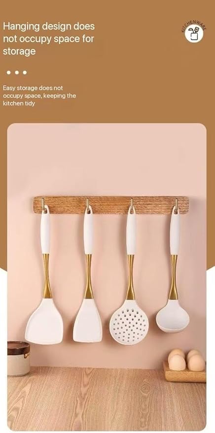 8-Piece Silicone Kitchen Utensil Set, Grey & silvery 304 Stainlss Steel, Heat Resistant Cooking Tools with Comfort Handles- Includes Spatula & Spoon for Nonstick Cookware (Grey & silvery)