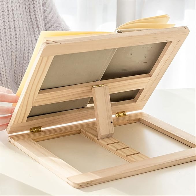 Book Stand Book Holder Tray Simple Wooden Desktop Reading Frame Adjustable Book Clip Small Bookstand Book Holder Cookbook Stand for Kitchen (Color : B)