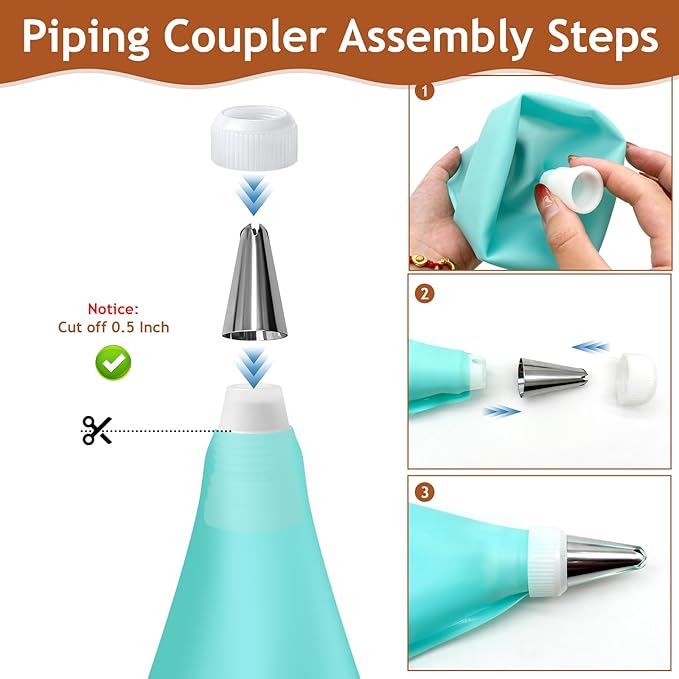 12 Pack Piping Bag Couplers, Standard Plastic Couplers for Piping Tips and Icing Nozzles