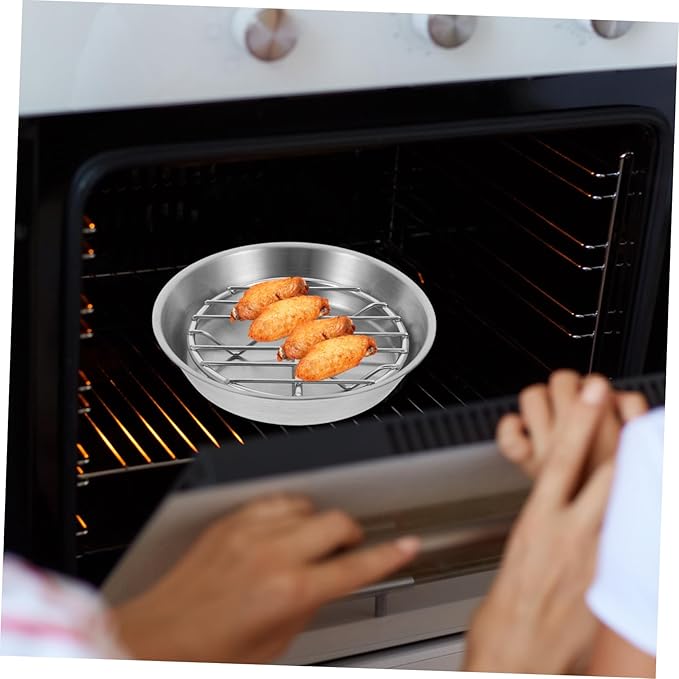 1set Stainless Steel Baking Pan with Cooling Rack Draining Grill for Cookies and Cakes Easy to Clean Baking Tray for Home Use and Cookware
