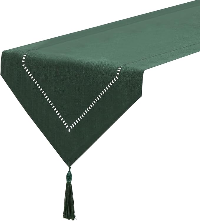 Table Runner Linen Dark Green 12 x 59 Inch, Tablerunner Linen Look Solid Color, Modern Easy Care Table Runner for Dining Table, Coffee Table, Restaurant,Decoration