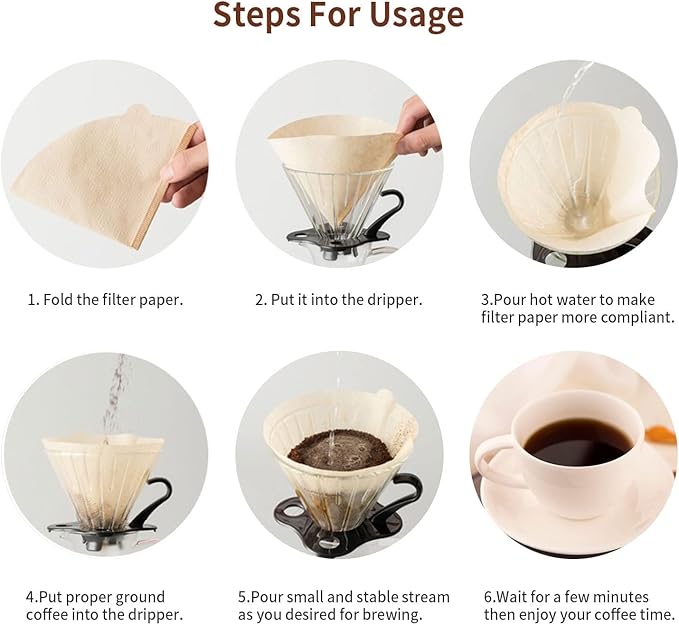 Clinuse Cone Coffee Filters #2, 200 Count Unbleached Size 02 Coffee Filter, Disposable Natural Paper Filters 2-4 Cup, 02 Cone Filters for Pour Over and Drip Coffee Maker