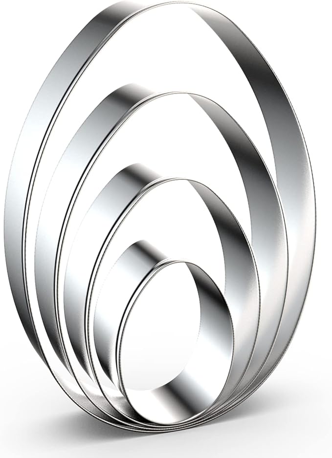 Large Egg Cookie Cutter Set in Different Sizes - 5 Inch, 4 Inch, 3 Inch, 2 Inch - 4 Piece - Stainelss Steel
