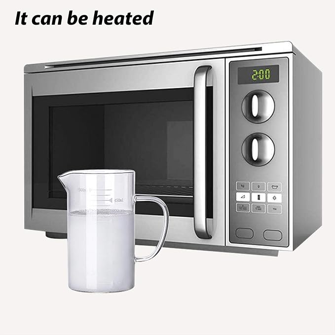 500ml Glass Measuring Cup with Lid Heat Resistant Handle Measured Mixing Glass Mug Clear Scale V-Shaped Spout for Milk Coffee Liquid Beaker Drinking Glasses Measure Jugs, Microwave Oven Freezer Safe