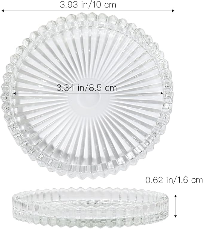 Vixdonos 3.8 Inch Glass Pillar Candle Holder Set Pack 2 Gear Round Plate Serrated Candle Stand for Table Centerpieces,Party, Wedding and Home Decor