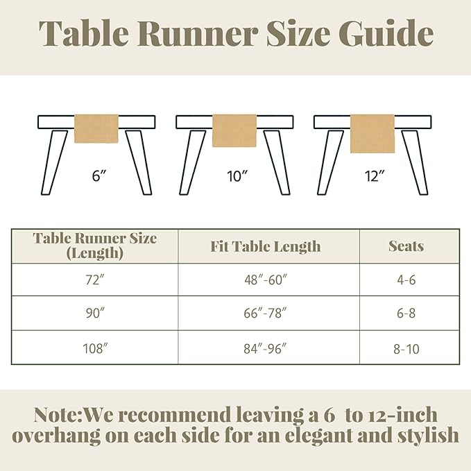 Alsoo Beige Gingham Table Runner 13 x 108 inches Long, Cotton Linen Farmhouse Checkered Kitchen Dining Table Decor for Home Party, Wrinkle Free