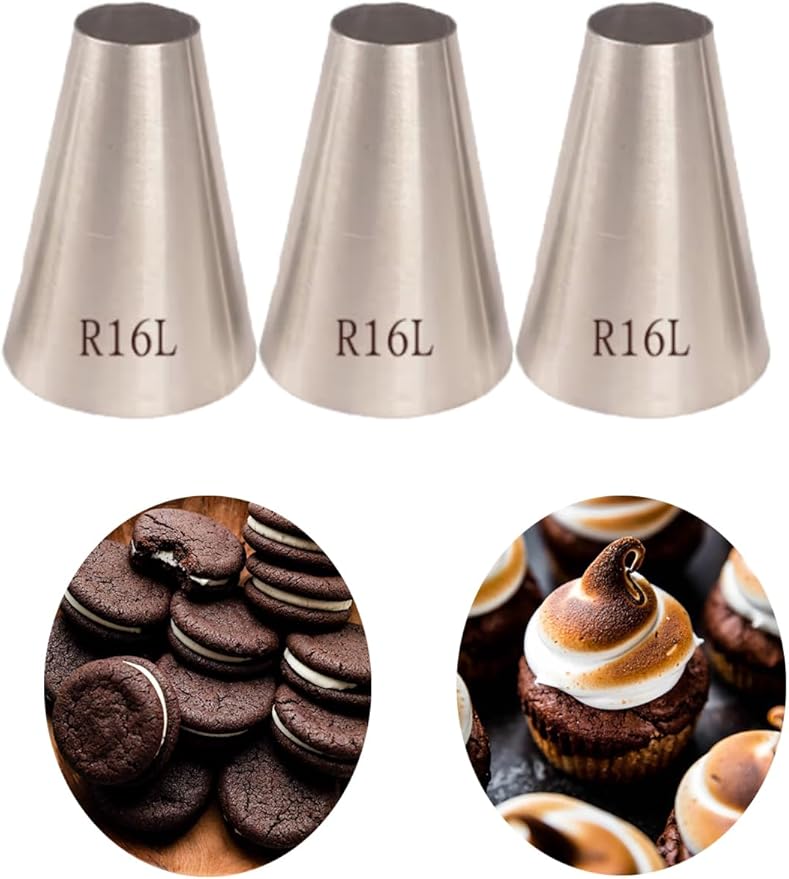 Large Round Piping Tips,5/8" Big Plain Pastry Tube for Macarons Filling,Cream Puffs,Cannolis,Dollops,Swirls,3 Pcs