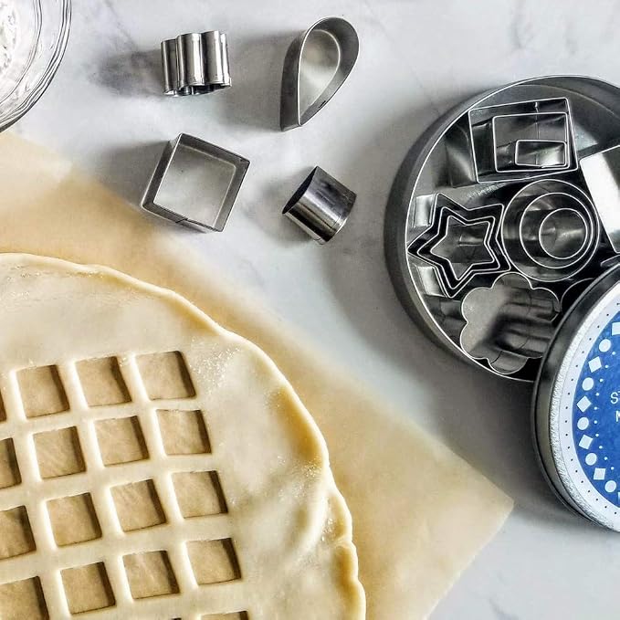 Ultra Cuisine 24pcs Mini Cookie Cutter Shapes Set - 100% Stainless Steel Small Molds To Cut Out Pastry Dough Pie Crust & Fruit - Steel Cutters Cut Tiny Heart Shapes - Bake Like A Pro For A Lifetime