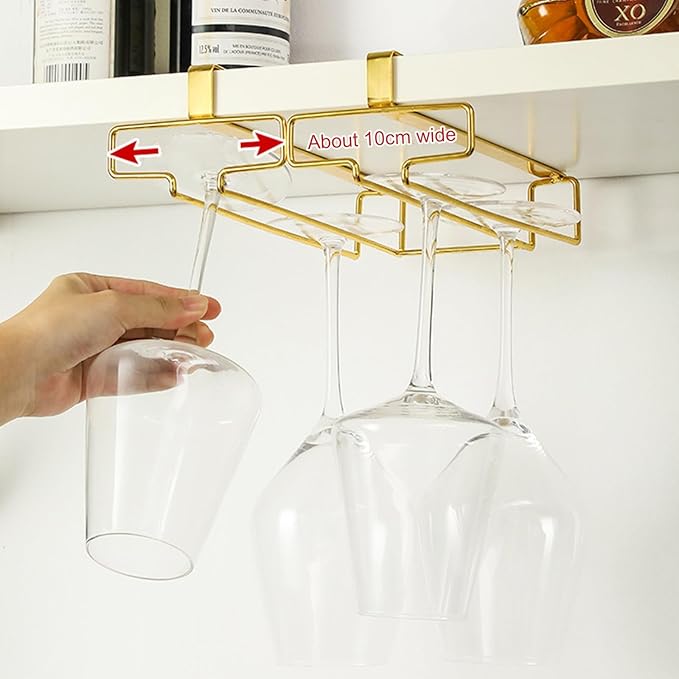 Wine Glass Rack, Storage Hanger Under Cabinet Stemware Rack, Heavy Duty Metal Hanging Wine Glass Rack, Industrial Wine Glass Rack, For Shelf Kitchen Bar Decor (Color : Brown)