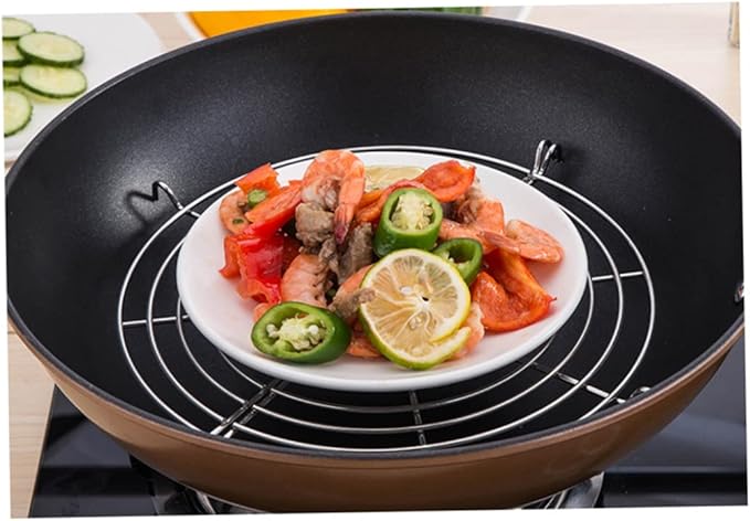 1PC Stainless Steel Oil Drain Frying Rack Semi-Circular Oil Drain Rack Fritters Filter Oil Net Home Baking Cooking Oil Drip Filter(28CM) Stainless Steel Cooling Racks